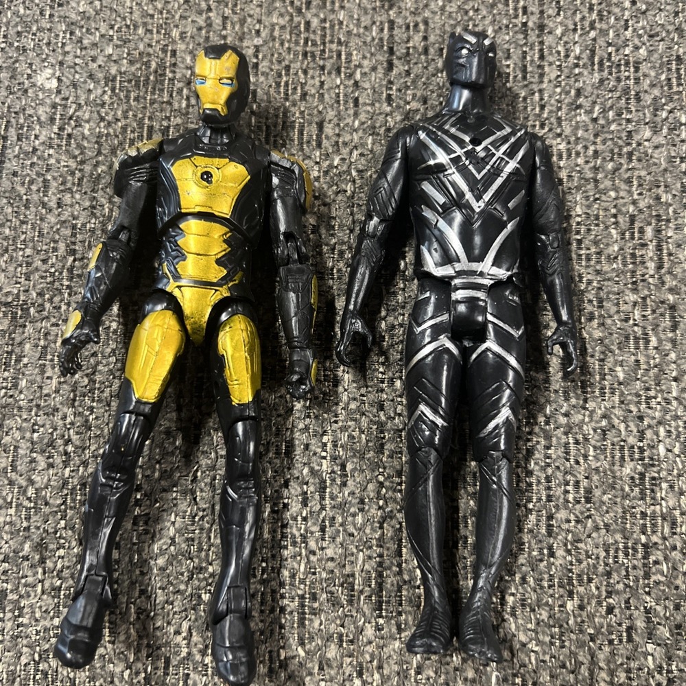 Black Panther & Iron Man Marvel Red Chest Light when Button is Pushed 6.25"